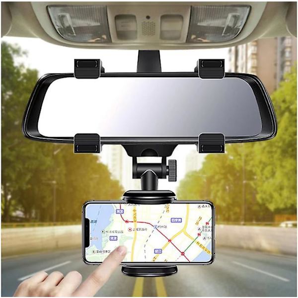 Universal 360°Rotatable Car Rearview Mirror Bracket Mobile Phone Base Gps Holder