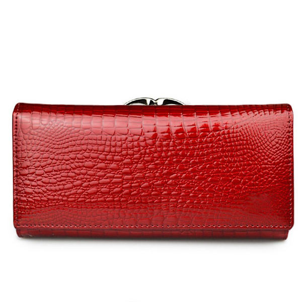 Mode Læder Damepunge Lang Damepung Clutch Pengepung Telefonpung Kortholder Red