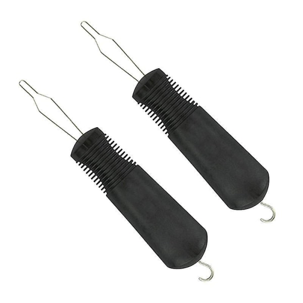 2 Pcs Button Hook Zipper Pull Helper Dressing Aid Shirt Collar Wire Loop Pull Through Assist Device Tool For Arthritis Fibromyalgia Black