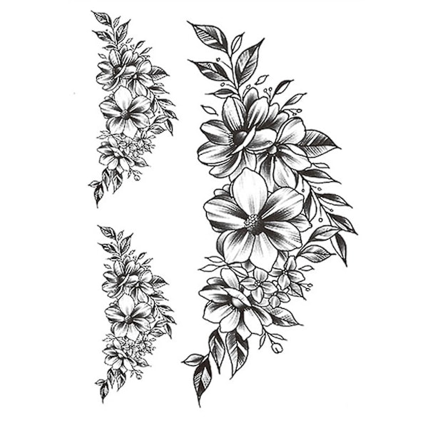 Fashion Tattoo Sticker Temporary Black Roses Design Full Flower Arm Big Fake Tattoo Sticker Body Art Decal Qinhai 11