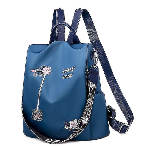 Women Fashion Embroidery Backpack Blue- Aespa