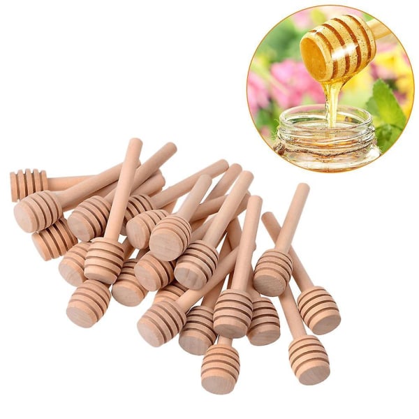 30 Pcs 8cm Mini Honey Dippers, Wooden Honey Sticks