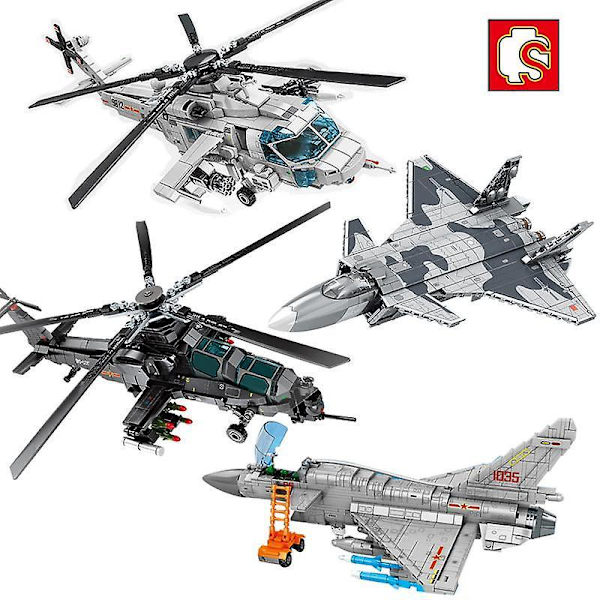 Sembo Technical Military Armed Helicopter Model Building Blocks Kits Swat Police Fighter Aircraft Bricks Gunship Toys For Boysno Original Box1