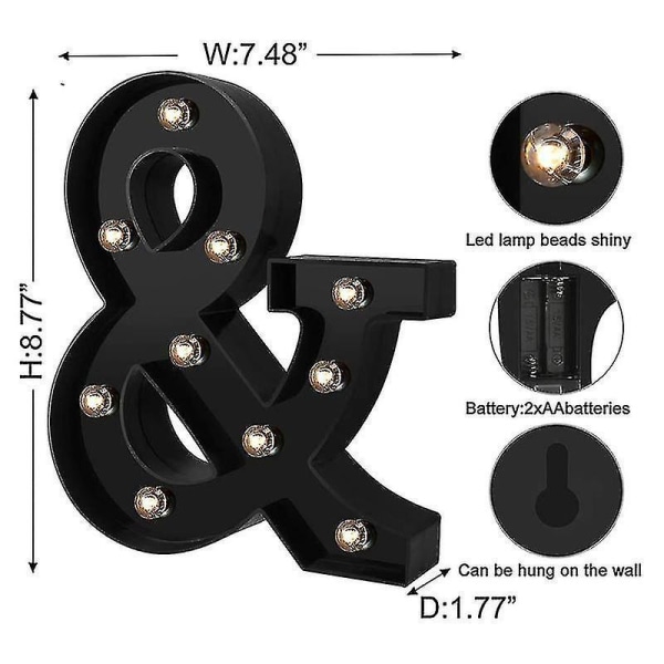 Newly Design Led Letters Lights 26 Alphabet Black Decorative Marquee Lamps For Wedding Party K