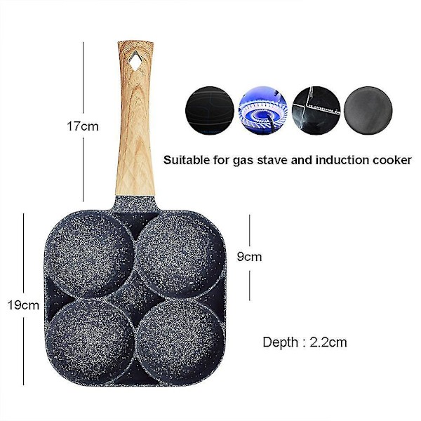 2/4 Hole Frying Pot Pan Thickened Omelet Pan Non-stick Egg Pancake Steak Pan 4 hole