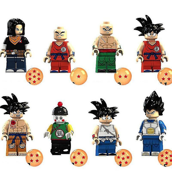 8 stk. Anime Dragon Ball Z Byggeklodser Guko Vegeta Gohan Chiaotzu Tien Shinhan Kuririn Actionfigurer Klodser Legetøj Gaver Børnelegetøj