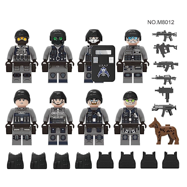 Military Building Blocks Dolls Us Air Force Small Particle Assembly Toy 8pcs M8012