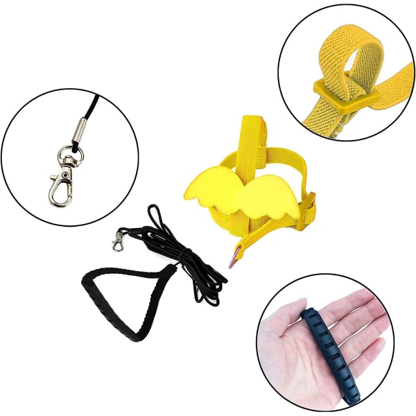 Adjustable Bird Harness With 80 Inch Leash, Outdoor Flying Kit Training Rope For Birds Parrots Cockatiel Yellow XS