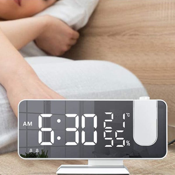 Projection Alarm Clock For Bedroom Ceiling Digital Alarm Clock Radio With Usb Charger Ports, Led Screen Alarm Clock, 4 Dimmer, Dual Alarm Clock With 2