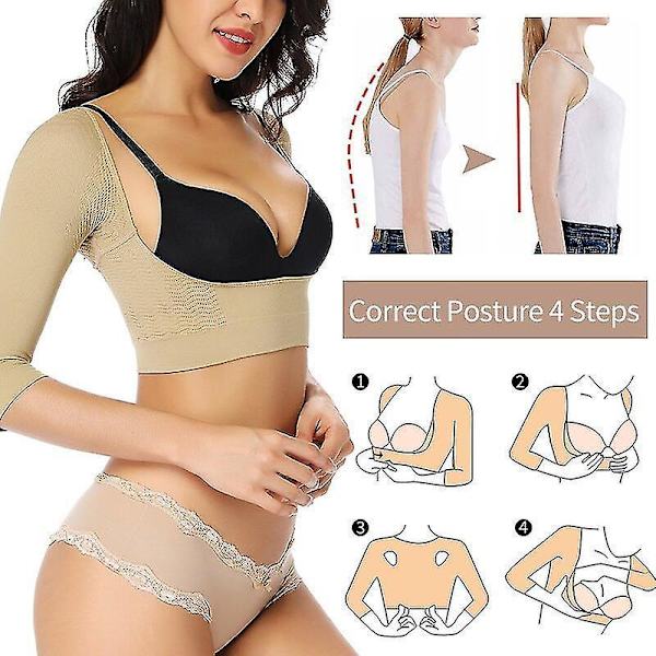Women Arm Shaper Slimmer Posture Corrector Shoulder Support Underwear Chest Beige