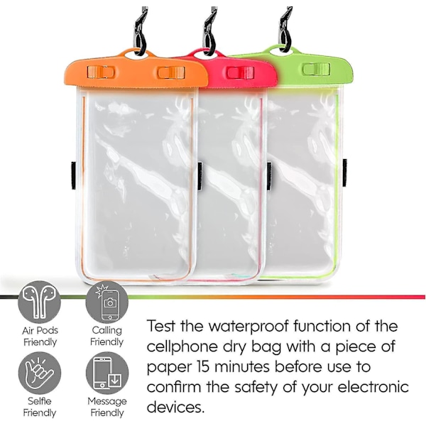 Fong Fong Waterproof Phone Pouch With Universal Mobile Design Dry Bag Case - Features Light And Arm Band - Compatible With Iphone, Compatible With Sms