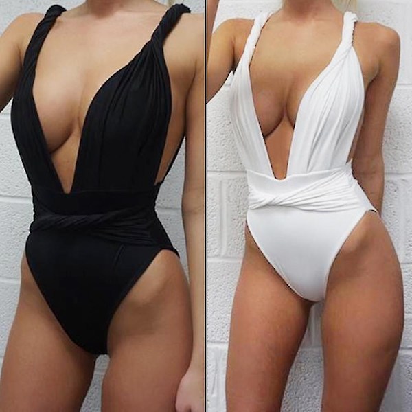 New Sexy Women's Bikini Strap High Waist Swimsuit Beach Swimwear (white) M