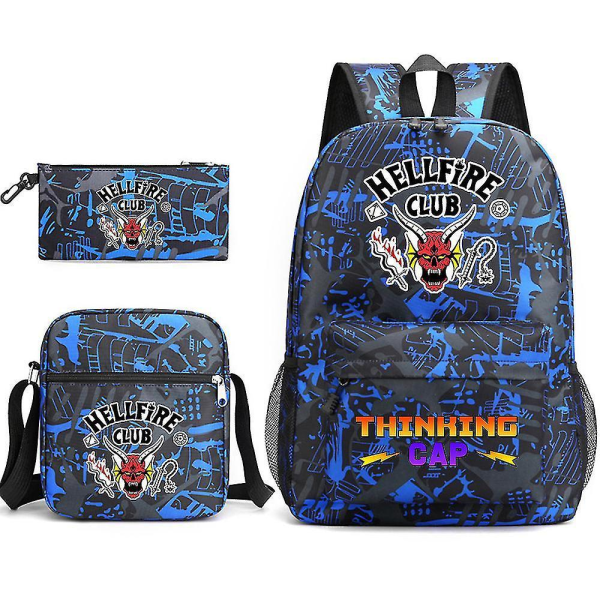 Stranger Things Hellfire Club Backpack Three-piece Set School Bag Pattern