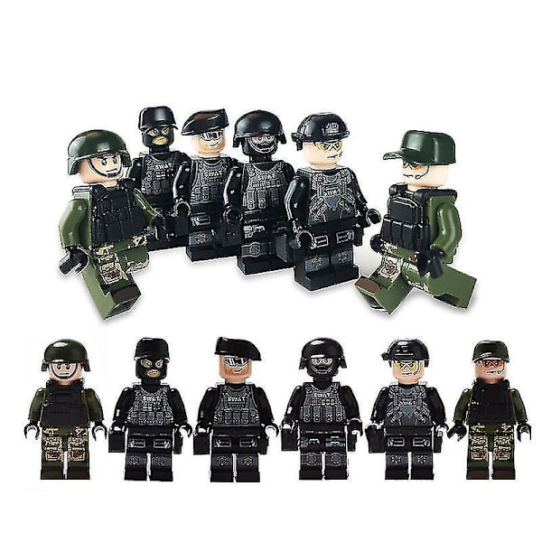 Special Police Armed Police Diy Particle Assembled Building Block Minifigure 12pcs