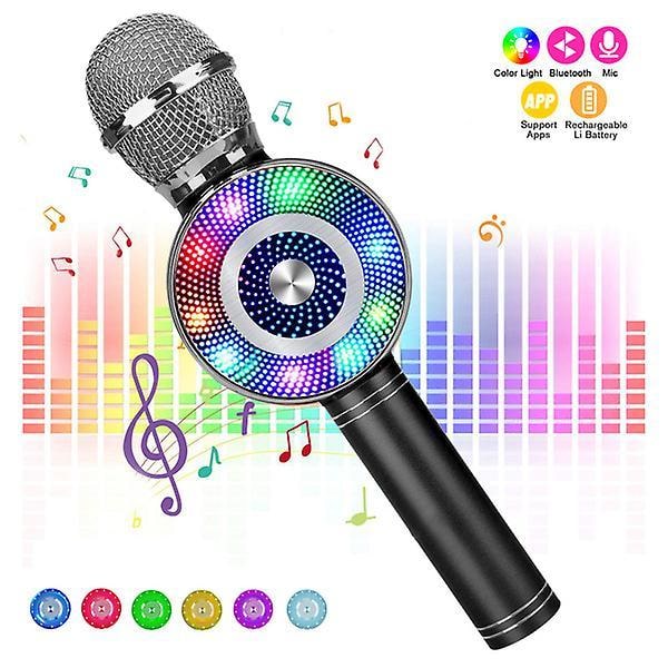 Kannettava langaton/langallinen karaoke-mikrofonikaiutin tallennin iOS Android -puhelimelle tietokoneelle Black