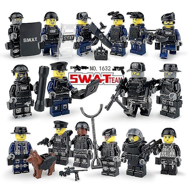 Military Police Flying Tiger Special Police Building Block Minifigure Children Assemble Building Block Toy 16pcs