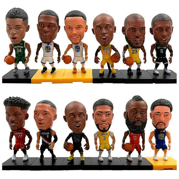 7cm Height Cartoon Style Nba Super Star Action Figures, Doll Toy Assembly, Optional Choice, Diy David 3 Golden