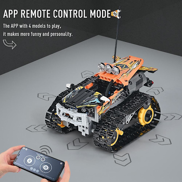Teknisk Rc Bæltekøretøj Stunt Racer Model App Kontrol Byggeklodser Elektrisk Racerbil Klodser Børnelegetøj Gaver Til Børn Drenge Rc Bæltekøretøj