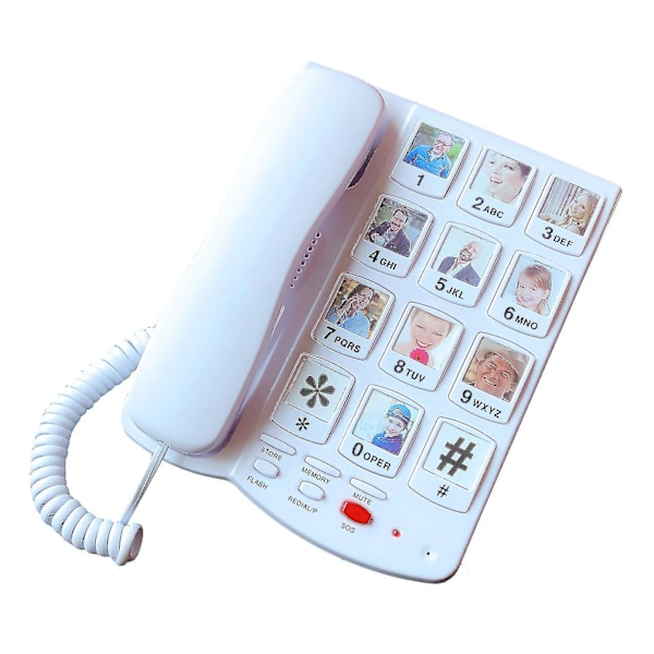 Big Button Corded Phone For Elderly Seniors, Large Button Landline Phone For Old People With Replaceable Picture Memory Key, Amp