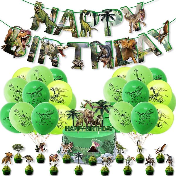 Dinosaur Theme Jurassic World Birthday Party Sequin Balloon Pull Flag Set