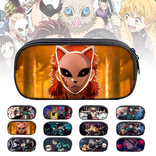 Rectangle Polyester Anime Demon Slayer Cartoon Action Figure Student Pencil Case 3