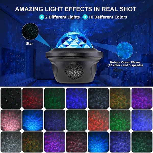 Projector, Starry Sky Projector, Remote Control With Bluetooth Music Speaker, Northern Lights Night