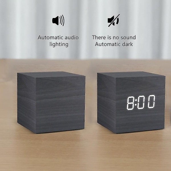 Alarm Clock Led Wooden Watch Table Voice Control Usb/aaa Powered Electronic Desktop Clocks-cl.