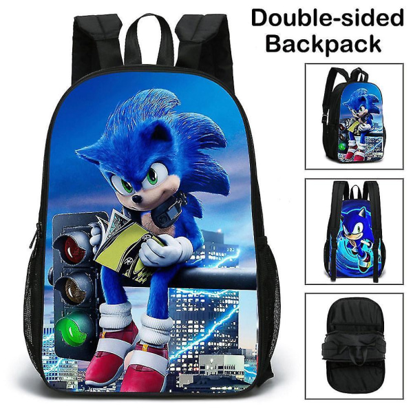 Double-sided schoolbag Sonic double-sided schoolbag primary and secondary school students sonic backpack color-3