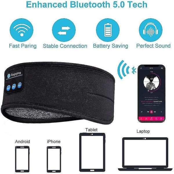 Bluetooth 5.0 Headset Headband Sports Headband black