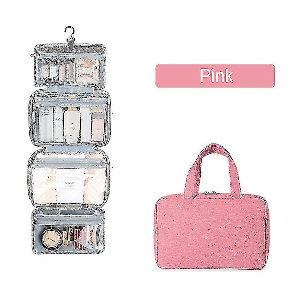Toiletry Bag Travel Bag With Hanging Hook Water-resistant Makeup Cosmetic Bag Pink