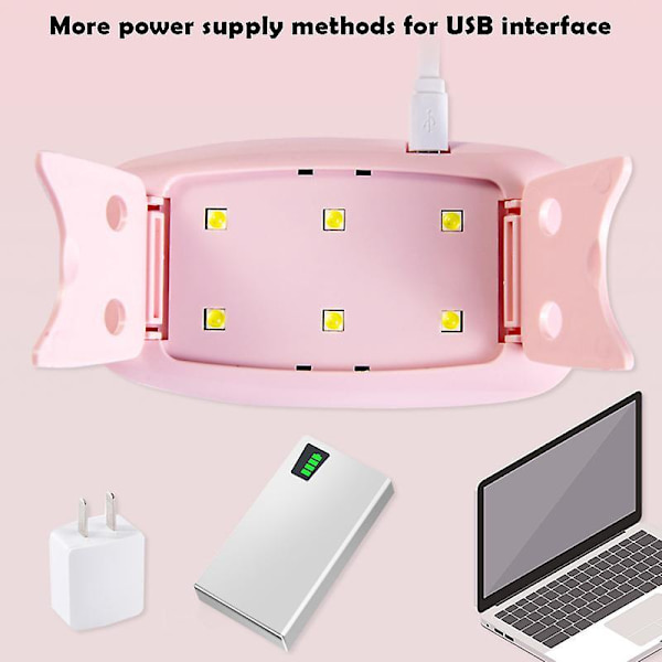 6w Mini Uv Dryer Portable Uv Resin Curing Lamp 30s 60s Timer Nail Art Manicure Pink