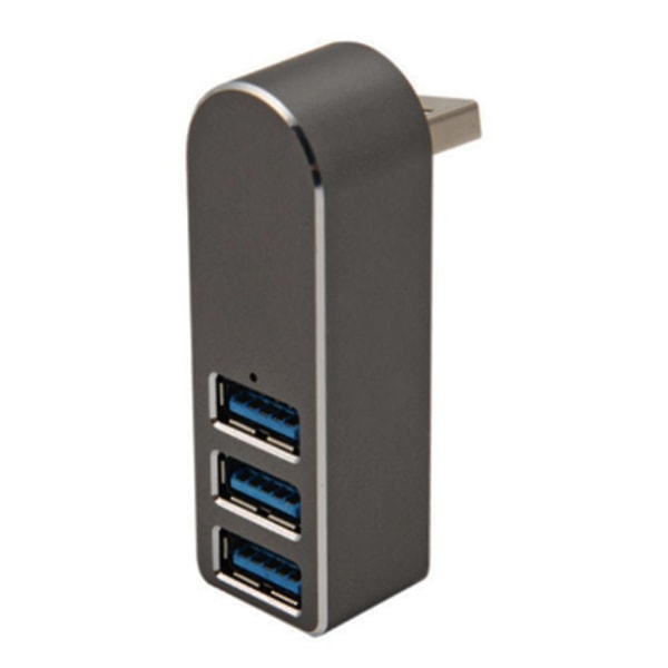 Aluminum Alloy Rotating Usb3.0 Hub Splitter Usb Hub Splitter 3 Port Usb 3.0 Hub Extension Gray