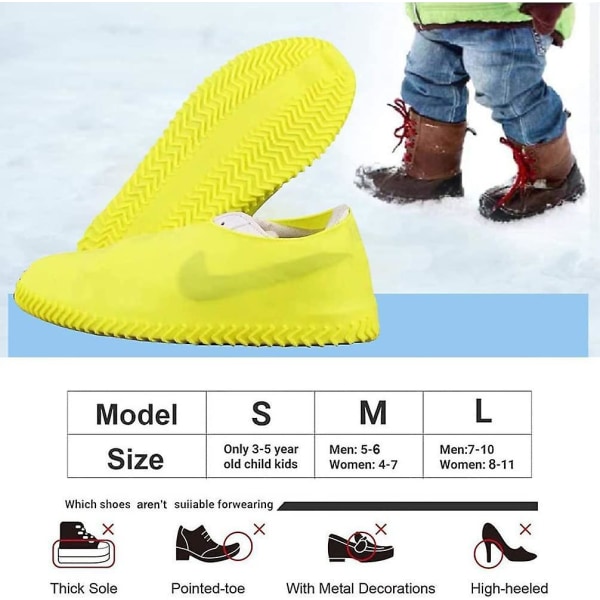 Waterproof Shoe Covers Non-slip Water Resistant Overshoes Silicone Rubber Rain Shoe Cover For Kids, Men, Women Grey