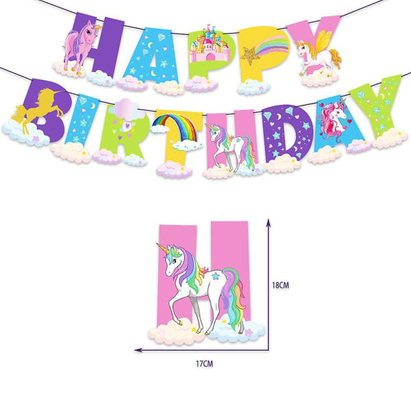 Unicorn Themed Paper Banner Cake Card 24pcs Balloon Set Unicorn Birthday Party Decorations
