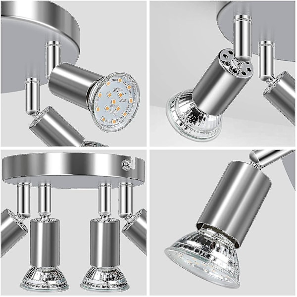 Lamps LED Ceiling Light 4 Way Rotatable Round Plate Spotlight Adjustable Spot Light Kitchen