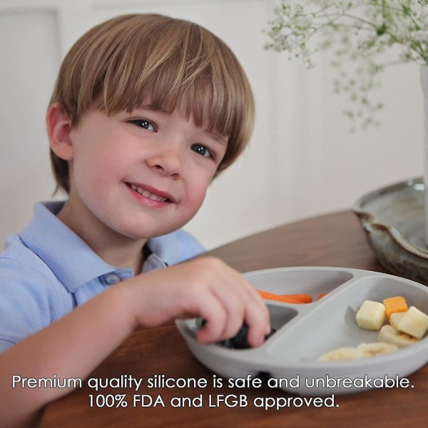 Silicone Plates For Toddlers, Divided   Plates Non-toxic Bpa Free