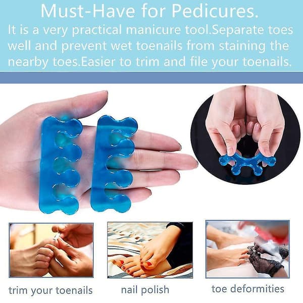 Tåskillere for neglelakk, tådelere for å lindre ortopedisk hallux valgus, 2 par