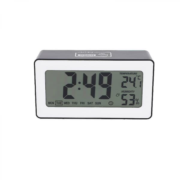 5 Inch Smart Lcd Electronic Clock Desktop With Alarm Clock Luminous Lazy Electronic Clock Multifunctional Fixed Clock Black