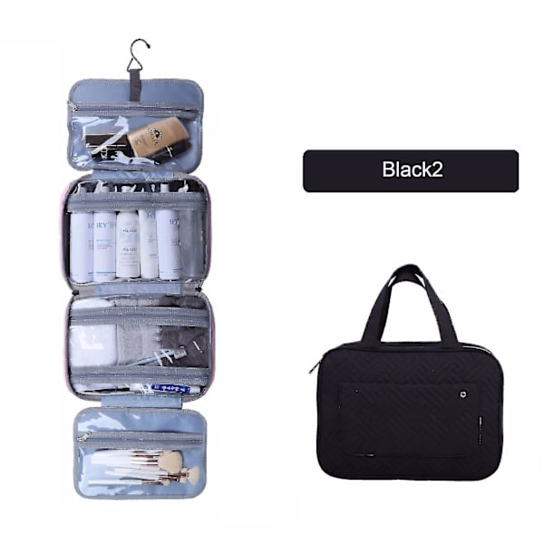 Toiletry Bag Travel Bag With Hanging Hook Water-resistant Makeup Cosmetic Bag Black2