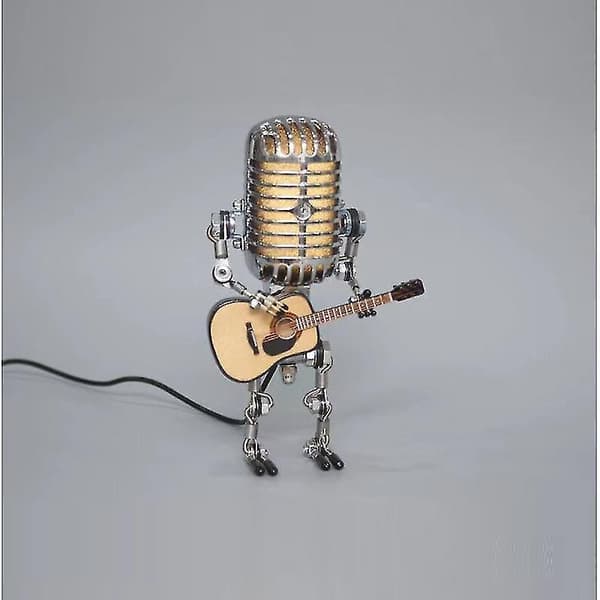 Metal Microphone Led Table Lamp Statue Model Home Decorative Light Fixture