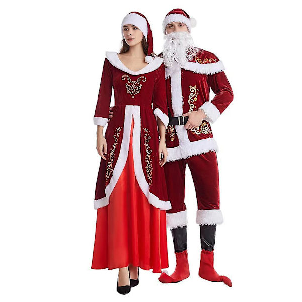 Santa Costume Set Christmas Men And Women Christmas Couple Santa Claus Suit boy L