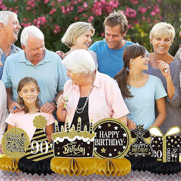 Black Gold Age Birthday Themed Desktop Honeycomb Birthday Party Decoration Supplies Ornaments 40 age