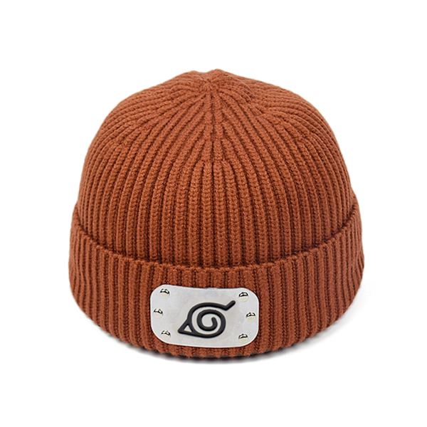 Naruto Anime Sign Beanie Knit Cap Hats Soft For Kids Boys Girls Winter Brown