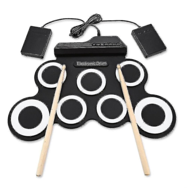Silicon Drum Set Digital Electronic Roll Up Drum Kit Compact Size Usb 7 Drum Pads