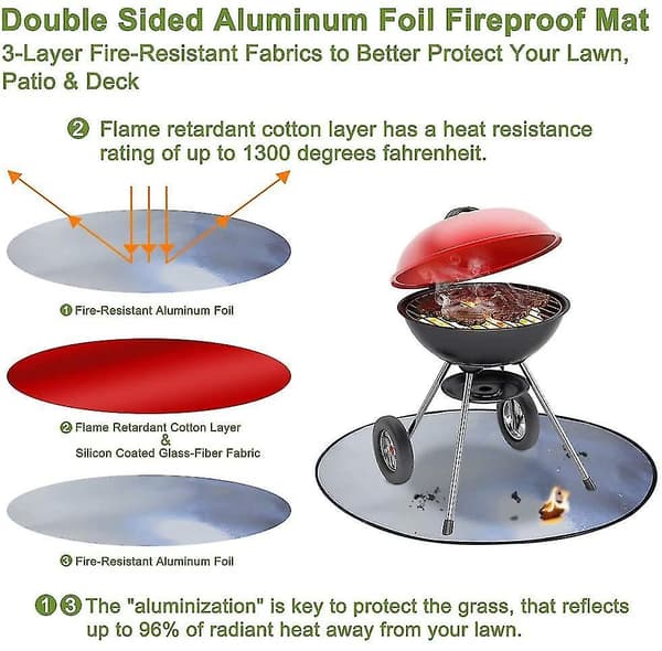 Fire Pit Mat 36 Inch Round Under Grill Pad Fireproof Mat Outdoor Floor Lawn Deck Protector