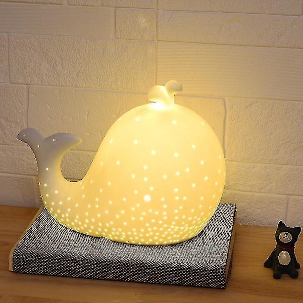 Creative Ceramic Lovely Whale Led Table Lamp