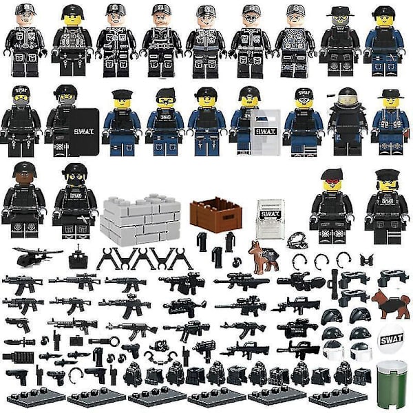22 kpl Sotilaspoliisi Rakennuspalikat Minifiguuri Tee-se-itse Pieniä Osia Koottu Nukke Koristeet Pojat Koulutuslelut