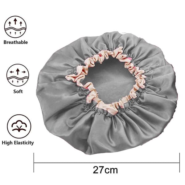 3 Pack Satin Silk Bonnet Sleep Cap Extra Large Jumbo Day And Night Cap Gray