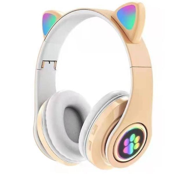 Wireless Bluetooth Headset, Cute Cat Ear Shape, Cat Ear Indepen KHAKI