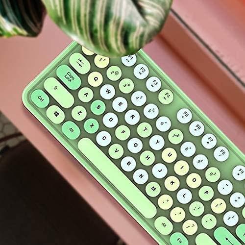 104-key Lovely Wireless Bluetooth Keyboard, 2.4ghz Non-drop Connection Design Compatible With Most System Pcs, Computers, Laptops (green And Colorful)